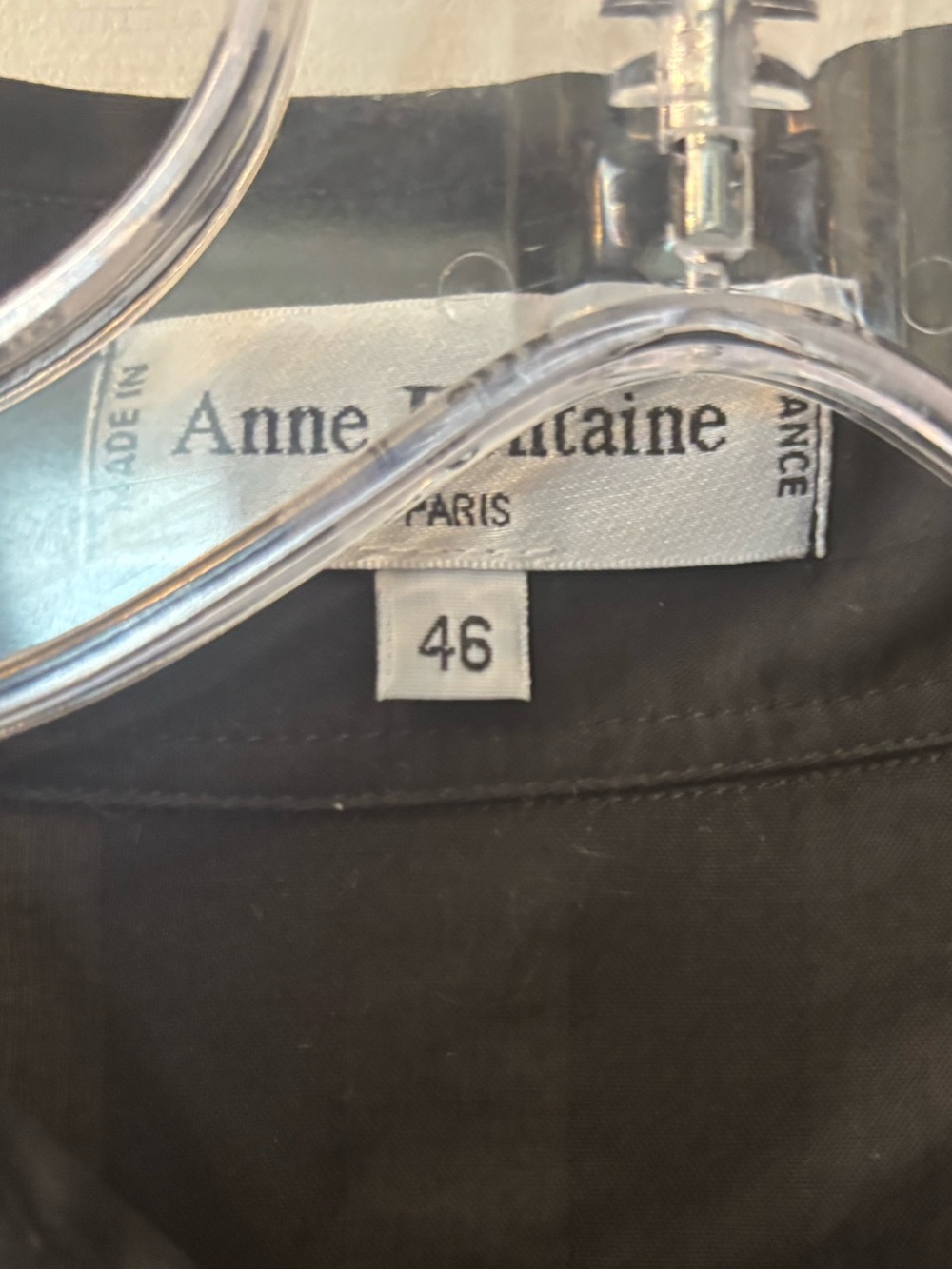 Anne Fontaine Paris Black Sheer Stripe Button-Down Shirt Minimalist Cotton - Picture 5 of 5